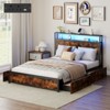 Tangkula Full/Queen Size LED Bed Frame w/2-Tier Storage Headboard & 4 Drawers Charging Station - 4 of 4