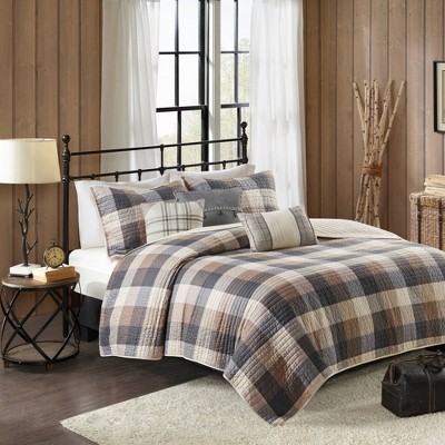 Madison Park 6pc Full/Queen Warren Herringbone Quilted Reversible Coverlet Set with Decorative Pillows Neutral: Lightweight Polyester Bedding Set — фото 2