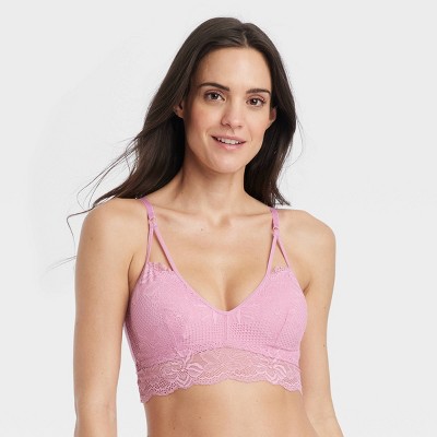 Women's Fishnet Lace Bralette - Auden™ Pink XL