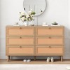 Sapphtopaz Modern Double Dresser with 6 Rattan Drawers, Wood Closet Storage with Alloy Ring Pulls for Entryway Versatile Dresser for Bedroom - 2 of 4