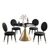 Round Dining Table Set Faux Marble Table and Upholstered Chairs Set for Kitchen Bistro Restaurant-Morden Fort - 2 of 4