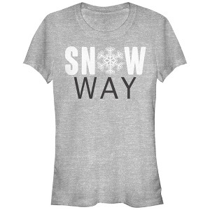 Juniors Womens Lost Gods Christmas Snow Way T-Shirt - 1 of 3