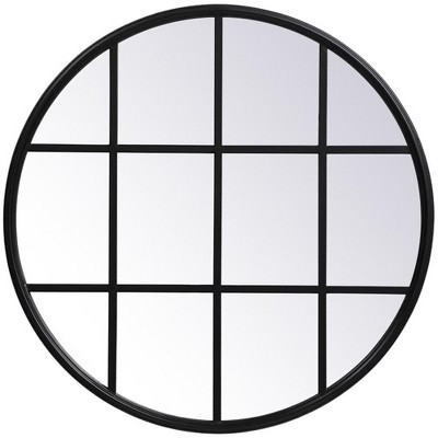 Elegant Lighting Metal windowpane mirror 28 inch x 28 inch in Black