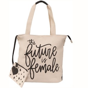 Magid Canvas "THE FUTURE IS FEMALE" Script Tote With Pouch - 1 of 4