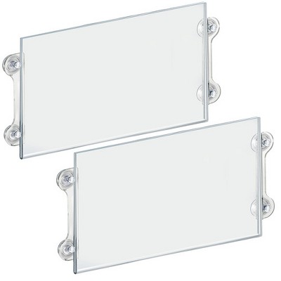 Clear Acrylic Wall-Mounted Sign Holder Frame with Suction Cups, 17'' x 11'', 2-Pack
