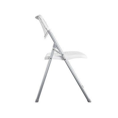 White Metal and Plastic Armless Folding Chair