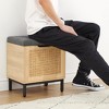 Garvee Natural Rattan Storage Chest, Storage Bench Organizer for Entryway, Bench Storage Rack with Foam Pad Seating Cushion for Hallway, Living Room - 3 of 4