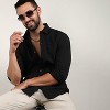 Campus Sutra Men Men's Onyx Black Chain-Creased Shirt - 2 of 4