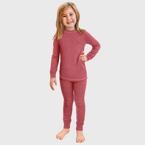 City Threads Girls USA-Made Soft & Cozy Thermal Long Johns 2-Piece Set - Warm Base Layer & Loungewear - 1 of 4