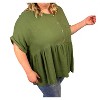 Women's Half Button Down Gauze Babydoll Top - First Love - 2 of 3