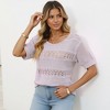 Knit & Lounge Women’s Textured Knit Top Open Stitch Pattern Half Sleeve Lightweight Sweater Scoop Neck Casual Pullover - 3 of 4
