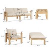 Christopher Knight Home Norman 4 Pieces Outdoor Slat Design Acacia Wood Upholstered Seating Set - 3 of 4