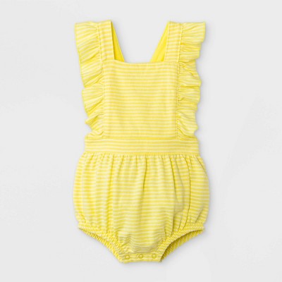 Image of Baby Girls' Textured Romper - Cat & Jack™ Yellow Newborn