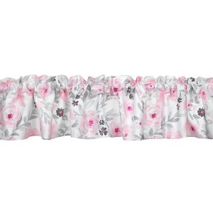 Bedtime Originals Blossom Pink/Gray Watercolor Floral Window Valance - 1 of 4