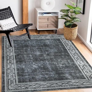 coucheta Multi-size Washable Area Rug for Bedroom, Modern Geometric Bordered Low Pile Soft Non Slip Throw Carpet Indoor, for Living Room, Dining - 1 of 4