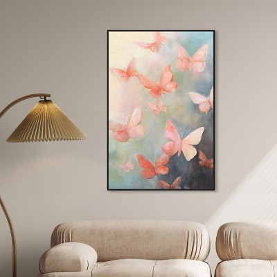 Peaceful Butterflies 46" x 31" Canvas Wall Art with Black Frame