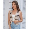 Summer Vest Tops for Women Striped Sweater Vest Fall Crochet Cropped Button Up Work Tank Top Outfits Clothes - 2 of 4