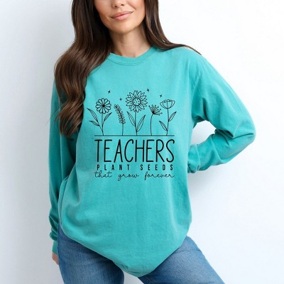 Simply Sage Market Women's Teachers Plant Seeds That Grow Forever Long Sleeve Garment Dyed Tee