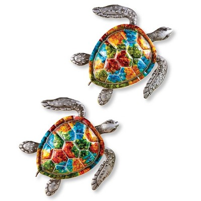 Collections Etc Colorful Sea Turtles Metal Wall Art - Set Of 2 80