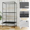 Extra Large Metal Bird Cage with Rolling Stand and Storage Shelf - Spacious Parrot Cage for Parakeets, Cockatiels, Conures, Lovebirds, Budgies - 3 of 4