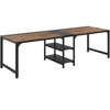 Resenkos Computer Desk, Office Desk, Study Desk,90.55" Two Person Desk, Double Computer Desk with Storage Shelves,Rustic & Black Brown - 2 of 4