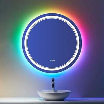 Organnice Anti-Fog Dimmable LED Bathroom Vanity Mirror in RGB Backlit and Front Lighted