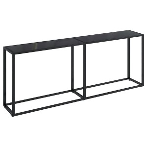 vidaXL Console Table Black Tempered Glass, Powder-Coated Steel - 1 of 4