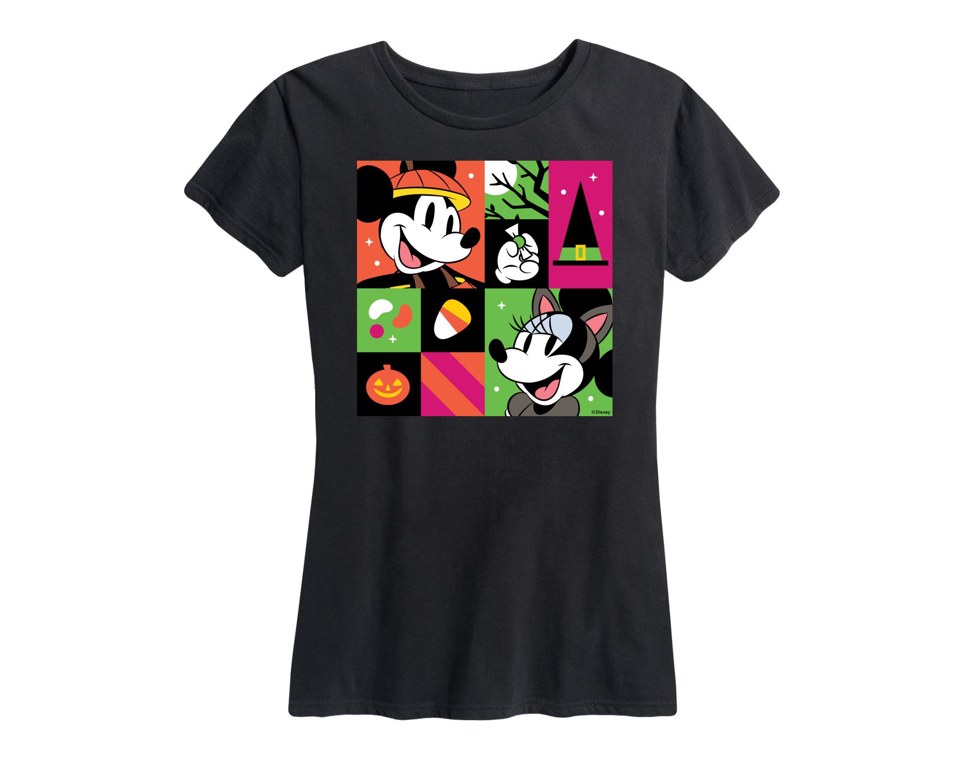 Women's Disney Halloween Party Short Sleeve Graphic T-Shirt - Black - 2 X-Large