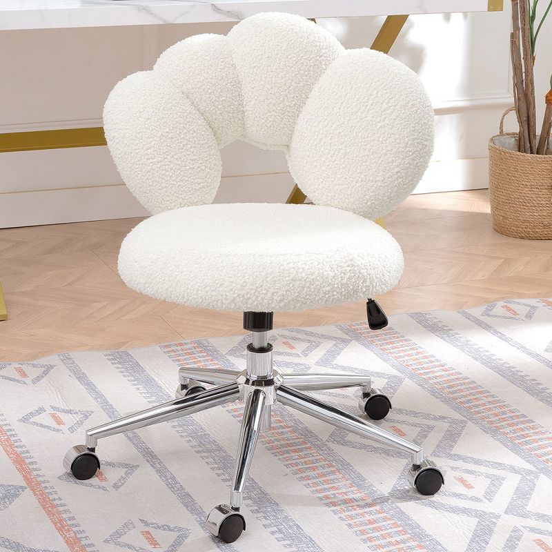 Office Desk Chair, Computer Chair With 5 Durable Casters, Semi-wrapped Backrest, Thick Cushion, Adjustable Height 16.1" To 19.3", 2 of 8