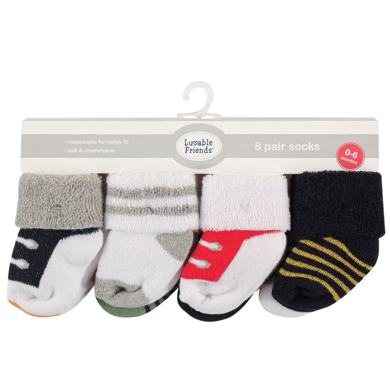 Luvable Friends Baby Boy Newborn and Baby Terry Socks, Athletic, 3 of 12