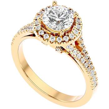 Pompeii3 1 3/4Ct Diamond & Moissanite Halo Engagement Ring in 10k Gold