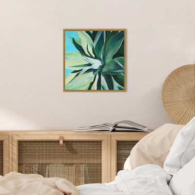 Lush Green Succulent Canvas Wall Art with Gold Frame