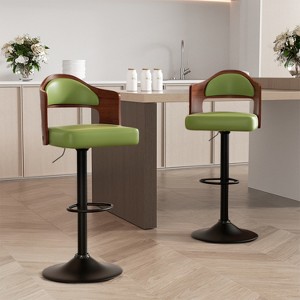 BABYYER Bar Stools Set of 2, Adjustable Height Swivel Bar Stools, with Back & Footrest, PU Leather Barstools, for Dining Room Kitchen - 1 of 4