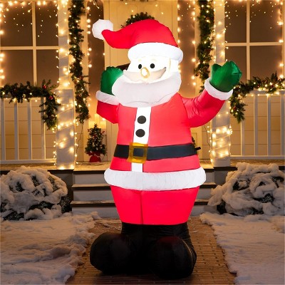 6-Foot Bright White LED Inflatable Santa with Gift Bag