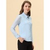 Allegra K Women's Button Down Sheer Sleeve Point Collar Work Tops - 3 of 4