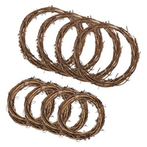 Unique Bargains Metal Door Window Decorations Hoop Round Rattan Wreaths 8 Pcs - 1 of 4