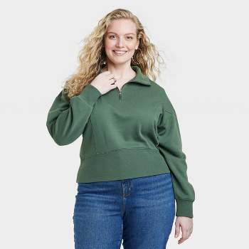 Women's Cropped Quarter Zip Sweatshirt - Universal Thread™ Lime Green 2x :  Target