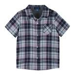 Andy & Evan Kids Plaid Classic Fit Short Sleeve Collared Button Down Shirt - Blue 7