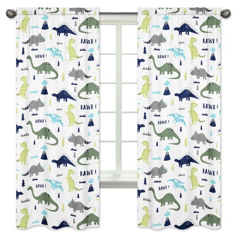 Sweet Jojo Designs Window Panels Blue Green Mod Dino 2pk