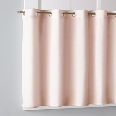 Blush Polyester Light-Filtering Grommet Kitchen Window Tier Pair