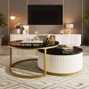 Okak Modern 31.5" Round Coffee Table Lift-top Nesting Coffee Tables with 2 Drawers and Storage for Living Room/Office, Space-Saving - 3 of 4