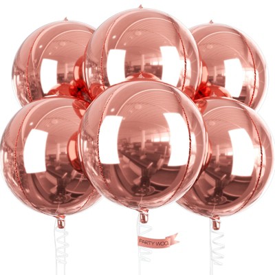 PartyWoo Foil Balloons Rose Gold Giant 4D 22 Inch 6 pcs