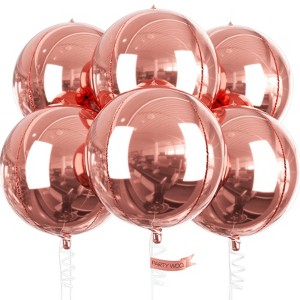 PartyWoo Foil Balloons Rose Gold Giant 4D 22 Inch 6 pcs - 1 of 4