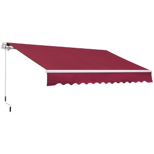 Aghana Digitals Cream White Retractable Patio Awning 12'x8' - Manual Crank Sun Shade Shelter with - 1 of 4
