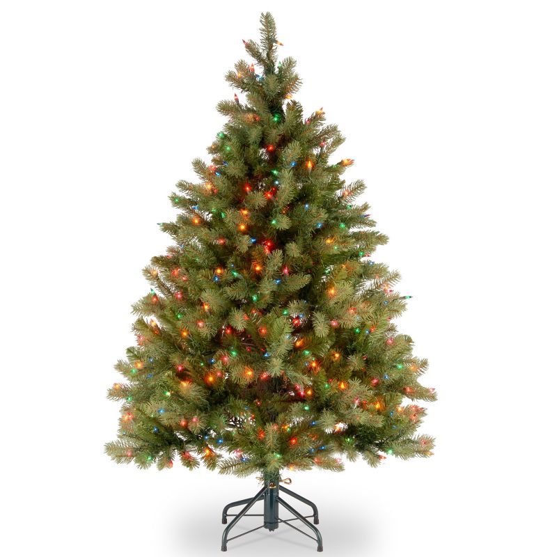 National Tree Company 4.5 ft Pre-Lit 'Feel Real' Artificial Full Downswept Christmas Tree, Green, Douglas Fir, Multicolor Lights, Includes Standt, 1 of 6