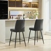 SKRAN Contemporary Velvet Upholstered Counter Height Barstool  Set of 2 With Backs and Metal Legs for Dining Room, Cafe - 2 of 4