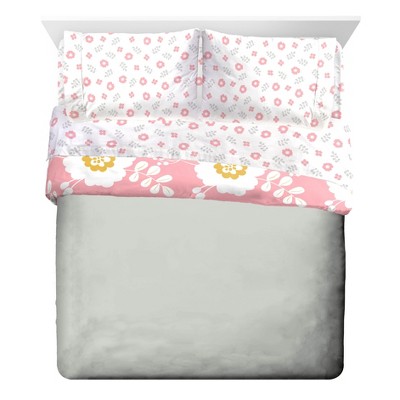 Pink Organic Cotton Floral Full Duvet Set