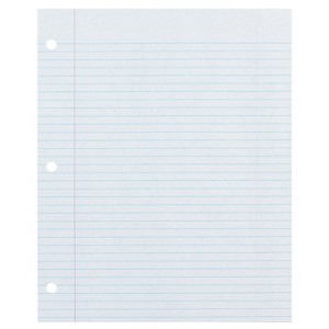 Ecology® Recycled Filler Paper, White, 3-Hole Punched, 9/32" Ruled w/ Margin 8-1/2" x 11", 500 Sheets - 1 of 1