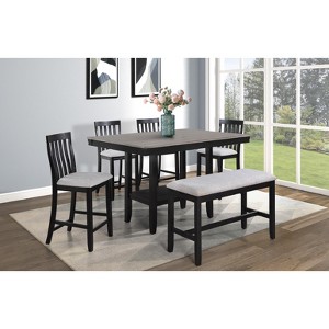 Vynxaria Contemporary Counter Height Bench - Stylish & Durable Dining Solution - 1 of 4