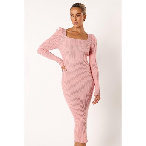 Petal And Pup Womens Camryn Puff Sleeve Knit Sweater Midi Dress - Blush L : Target